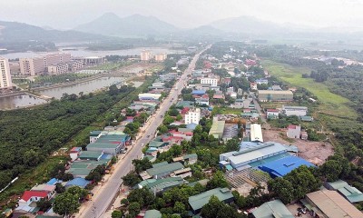 Một góc huyện Quốc Oai nhìn từ trên cao.