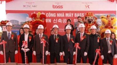 Khởi công Trung tâm nghiên cứu và sản xuất vật liệu tiên tiến của Bass tại Khu công nghệ cao Hòa Lạc, Hà Nội hôm 8/1. Ảnh: Bass