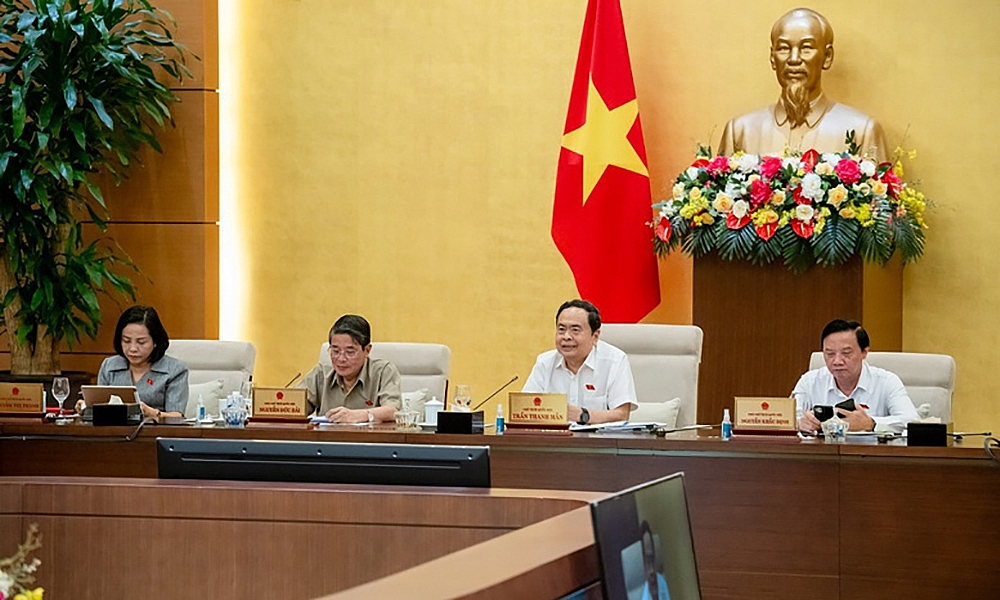 Chủ tịch Quốc hội Trần Thanh Mẫn phát biểu tại Phiên họp - Ảnh: VGP/LS