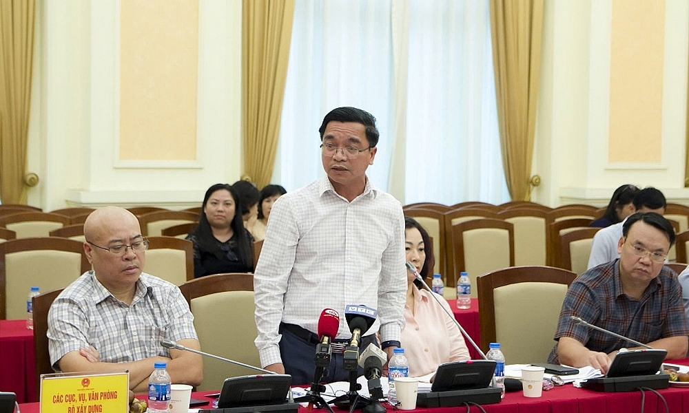 Ông Hà Huy Hà, Phó Cục trưởng Cục Giám định Nhà nước về chất lượng công trình trả lời tại cuộc Họp báo thường kỳ quý III/2024. (Ảnh: Hữu Mạnh)